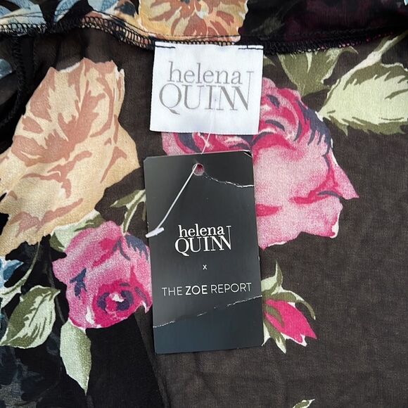 *Helena Quinn* NWT The Zoe Report One Sz Navy Floral Sheer Open Front Kimono - Picture 6 of 9